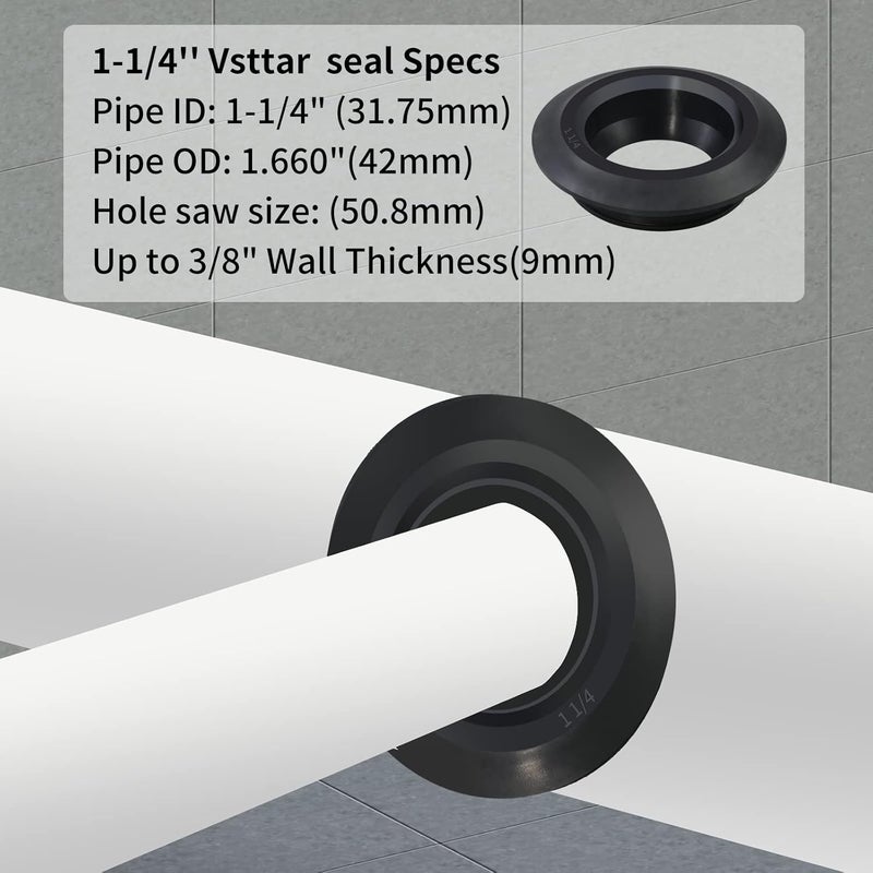 Vsttar 2 Pack 1-1/4" Flexible Tank Adapter (Bulkhead), Flexible Pipe-to-Tank Seal - Tank Adapter - Image 2
